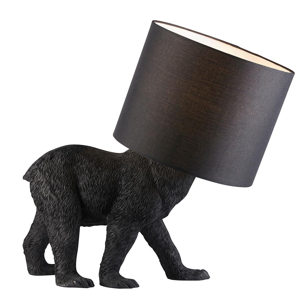 czarna lampa stołowa niedźwiedź
