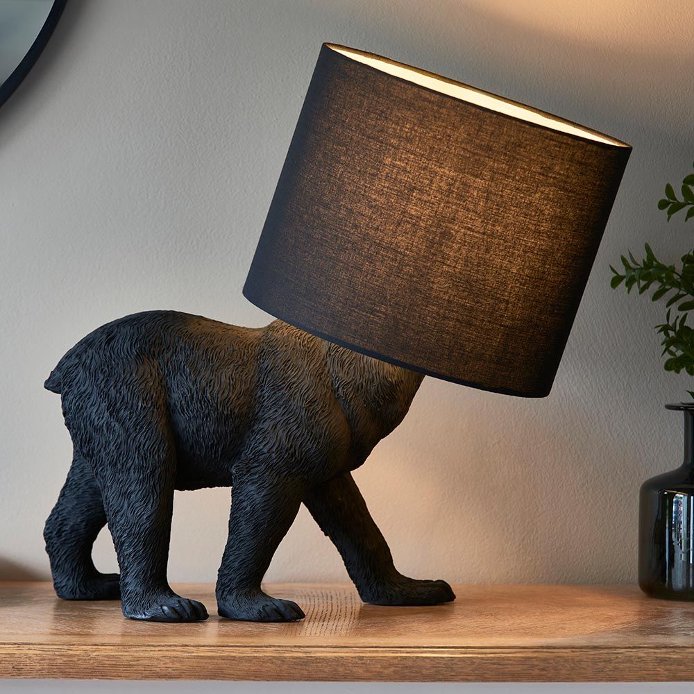 niedźwiedź z abażurem lampa stołowa