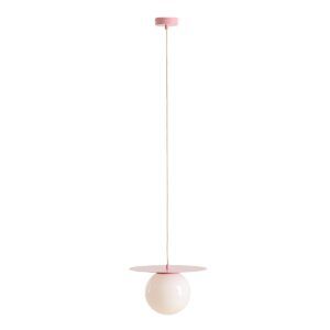Lampa wisząca Loop Baby Pink - M, różowy dysk z kulą