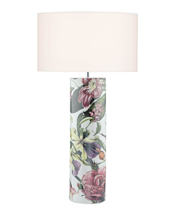 Lampa stołowa Elana - kwiatowy wzór