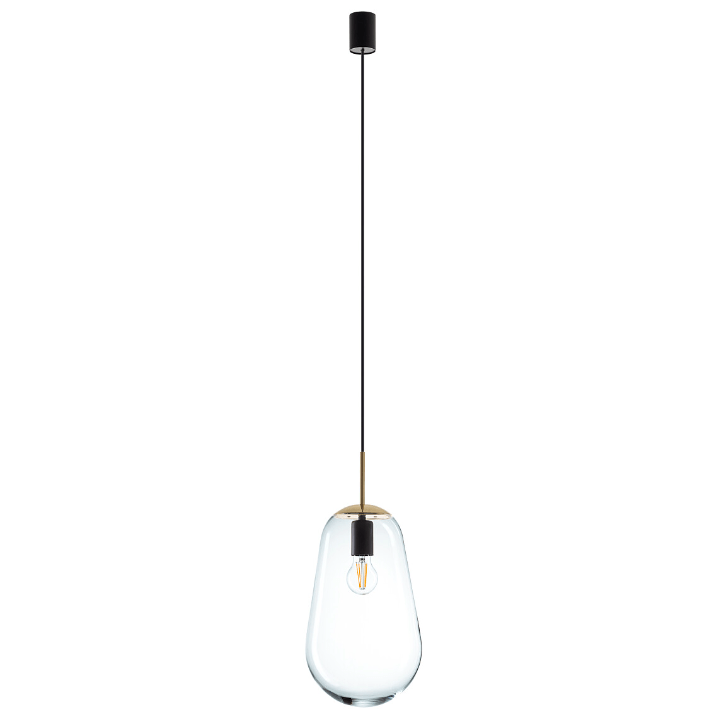 Lampa wisząca art deco Pear M - szklany transparentny klosz