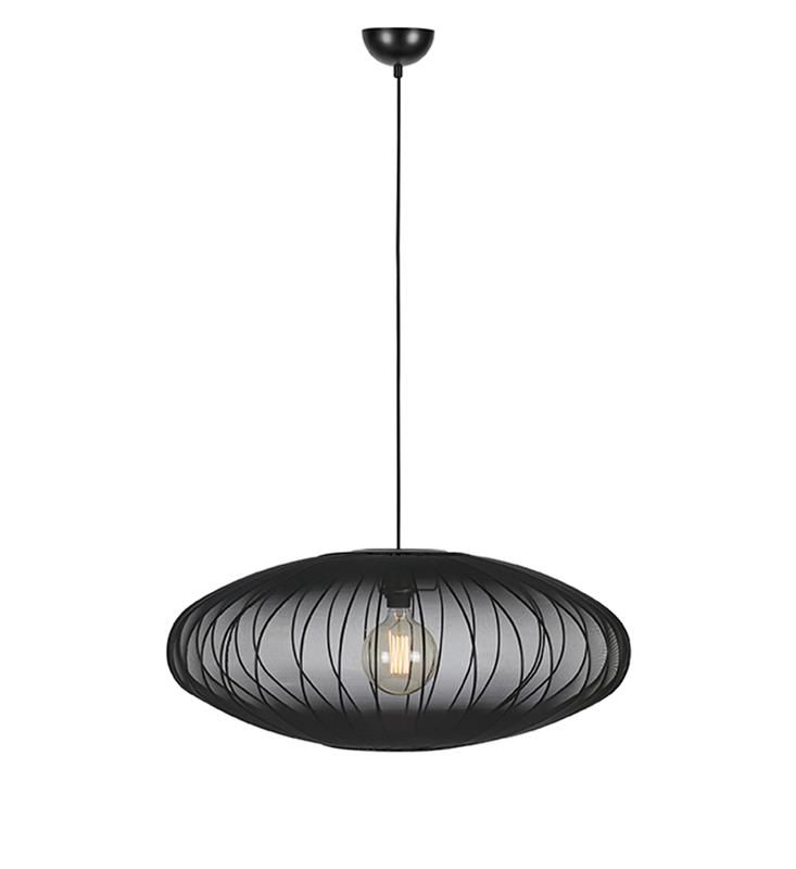 Delikatna lampa wisząca z delikatnym siateczkowym abażurem w czarnym kolorze Forence