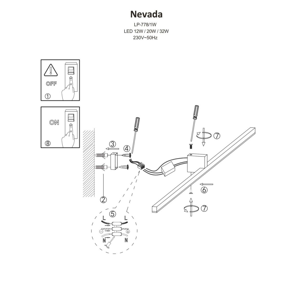 Kinkiet łazienkowy Nevada M - czarny, IP44 - 2