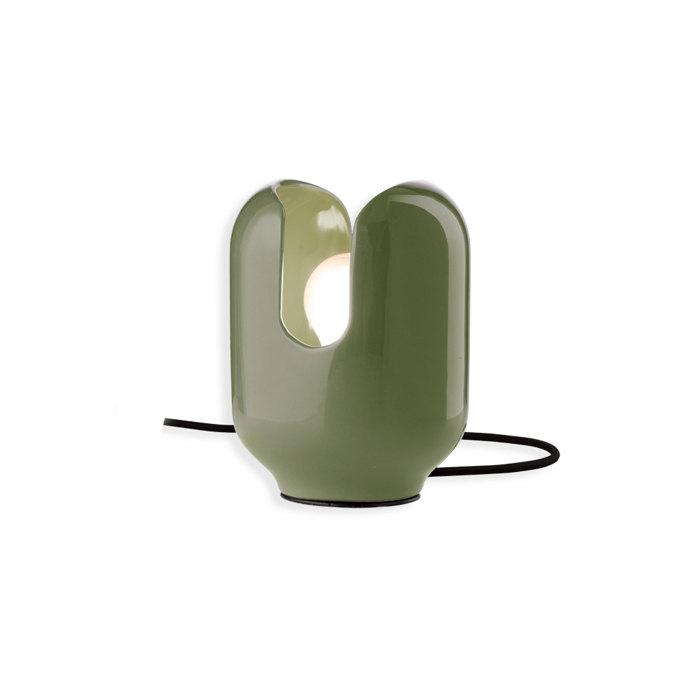 Zielona lampa na stół, ceramiczna