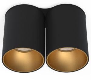 Podwójny downlight sufitowy Eye Tone II - czarno-złoty