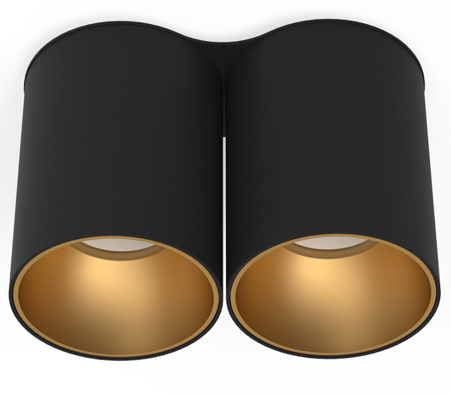 Podwójny downlight sufitowy Eye Tone II - czarno-złoty