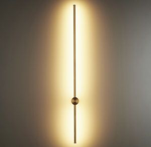 Długi cienki kinkiet do salonu Sparo - złoty, 100cm, LED