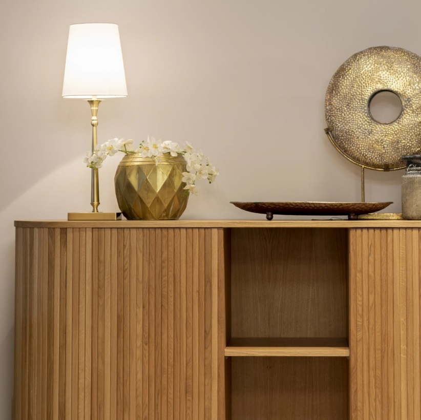 Złota lampa stołowa do salonu Austin - matowa