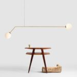 Podłużna złota lampa wisząca Pure - 2 szklane kule