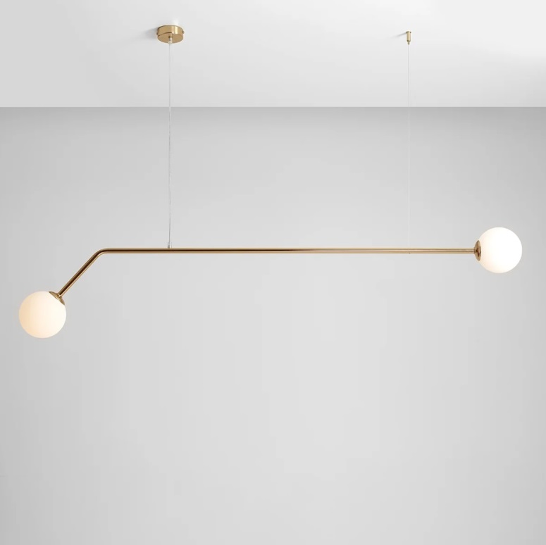 Podłużna złota lampa wisząca Pure