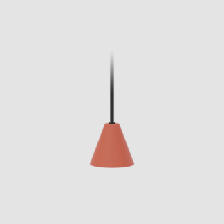 czerwony mała minimalistyczna lampa wisząca stożek terracota - owalny klosz - rimini robin