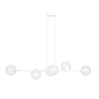 Biała lampa wisząca Rossi 6 - przezroczyste szklane kule