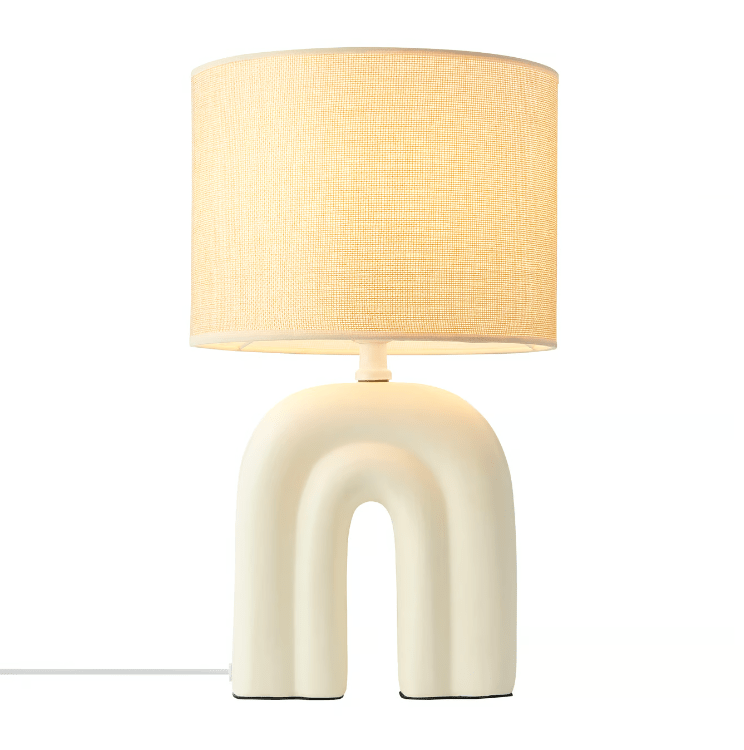 Ceramiczna lampa stołowa z lnianym kloszem - Haze