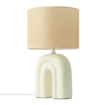 Elegancka biała lampa stołowa z ceramiczną podstawą Haze