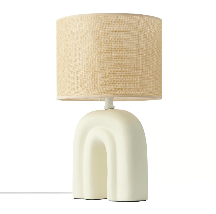 Elegancka biała lampa stołowa z ceramiczną podstawą Haze