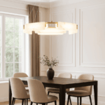 Elegancki żyrandol art deco Lunalith 5 - imitacja alabastru