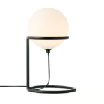 Lampa stołowa Wilson - biała kula na czarnej podstawie
