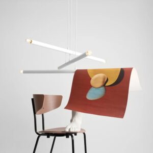 Minimalistyczna lampa wisząca Tubo 6 - białe poziome tuby