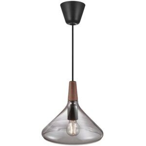 SALE! Szklana lampa wisząca Nori 27 - DFTP, szara, drewniany detal