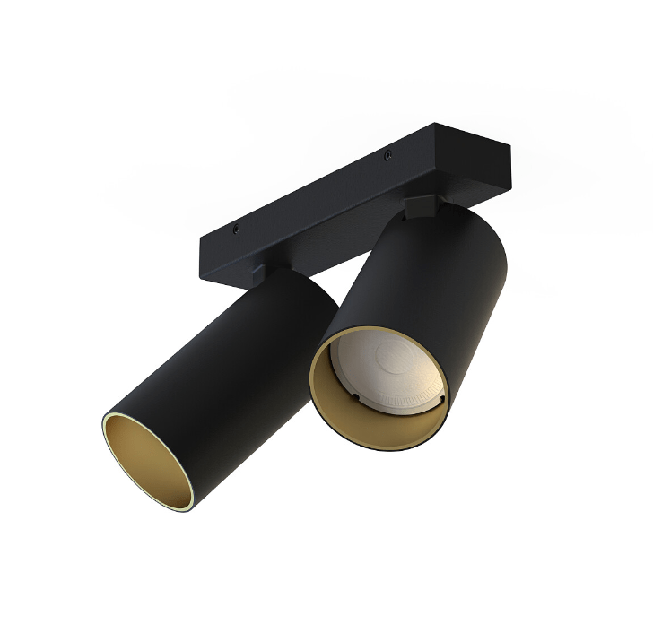2-punktowa lampa sufitowa Mono II - 2 tuby czarno-złote