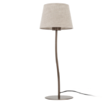 Beżowa lampa stołowa Nicola - brązowy podnóżek