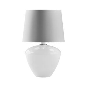 Biała lampa stołowa Fiord - szklana podstawa