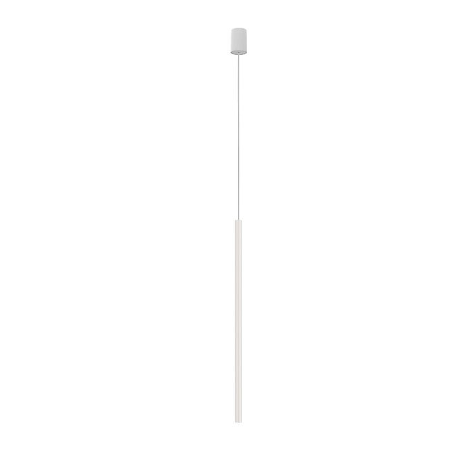 Biała lampa wisząca wąska tubka Laser - klosz 75cm