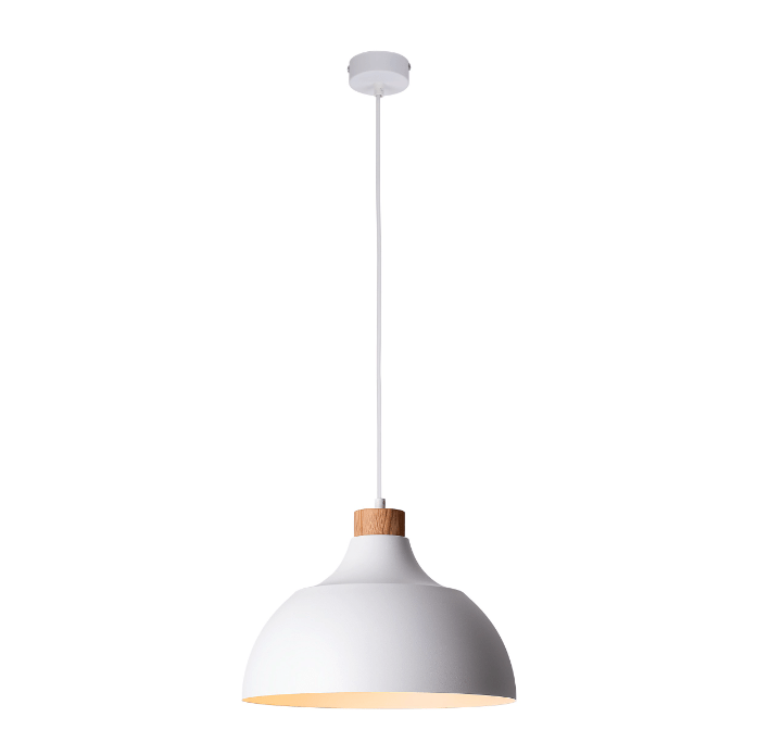 Biało drewniana lampa wisząca Cap TK - skandynawski design