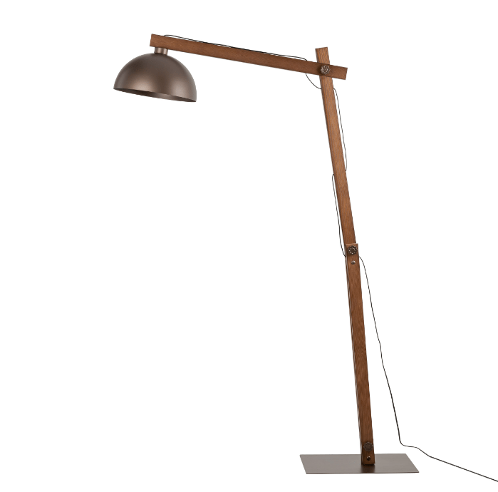 Brązowa drewniana lampa stojąca Oslo TK - regulowana