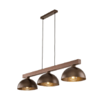 Brązowa drewniana lampa wisząca Oslo - elegancka 3-punktowa