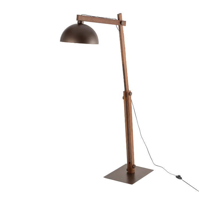 Brązowa lampa stojąca z drewna Oslo TK