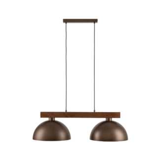 Brązowa lampa wisząca na drewnianej belce Oslo TK- 2-punktowa