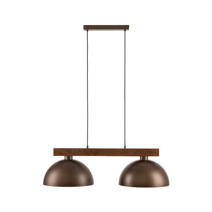 Brązowa lampa wisząca na drewnianej belce Oslo TK- 2-punktowa