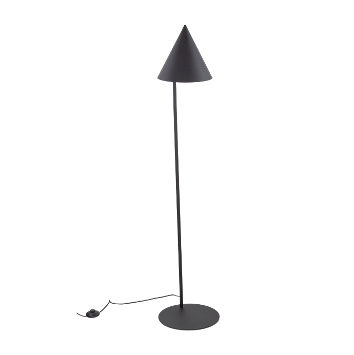 Czarna lampa stojąca w stylu japońskim Cono TK - stożkowy klosz