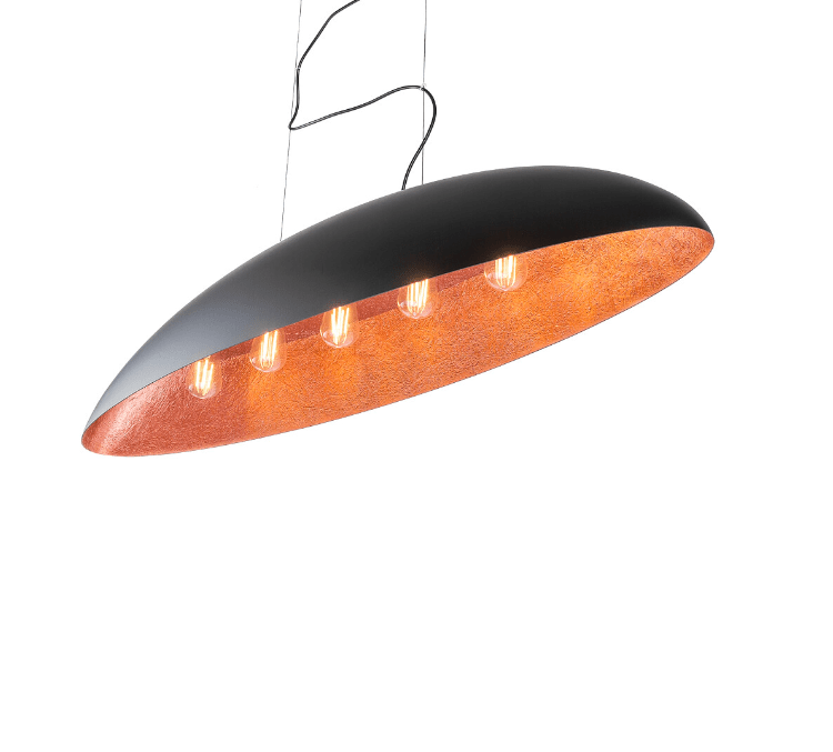 Czarna lampa wisząca Canoe z miedzianym środkiem - 117cm