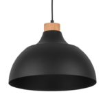 Czarna lampa wisząca Cap TK - czarna z drewnianym zdobieniem