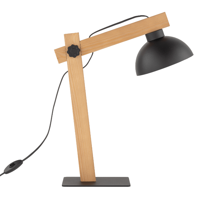 Czarna lampka biurkowa z drewna - Oslo TK
