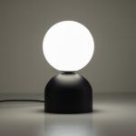Miniaturowa czarna lampka nocna Miki - biała kula - 1