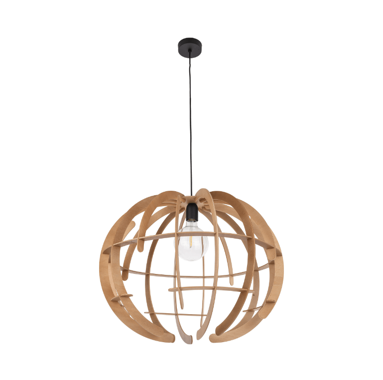 Designerska lampa wisząca boho Venus Wood L - drewniana kula