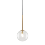 Elegancka lampa wisząca Nilos - transparentny klosz ze złotym zdobnikiem