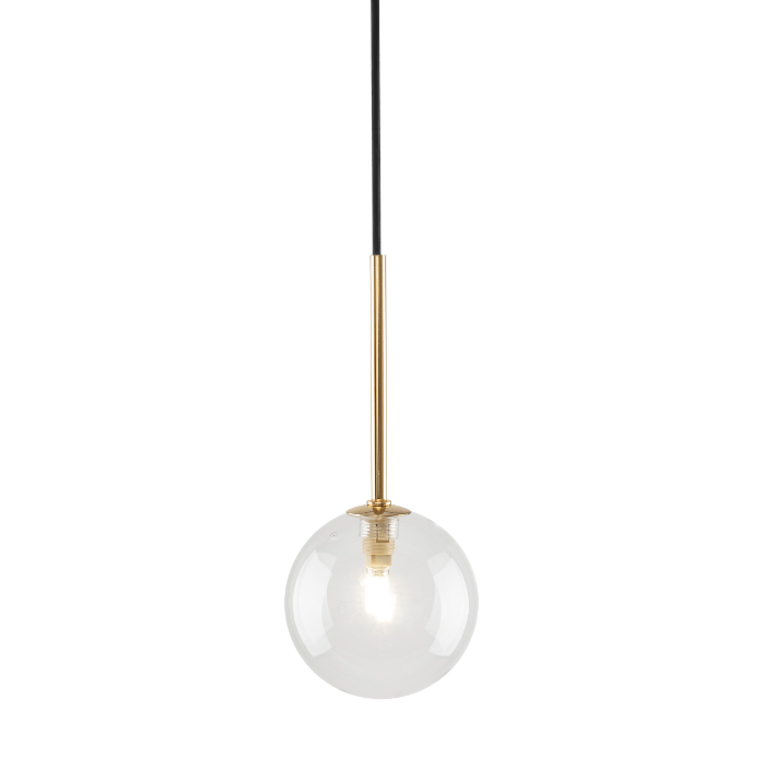 Elegancka lampa wisząca Nilos - transparentny klosz ze złotym zdobnikiem