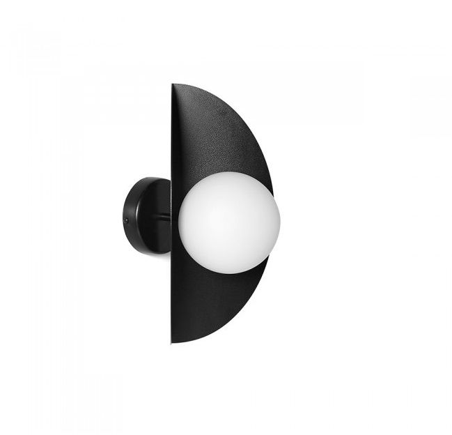 Kinkiet / plafon czarny Sallo D - biała kula w czarnej oprawie
