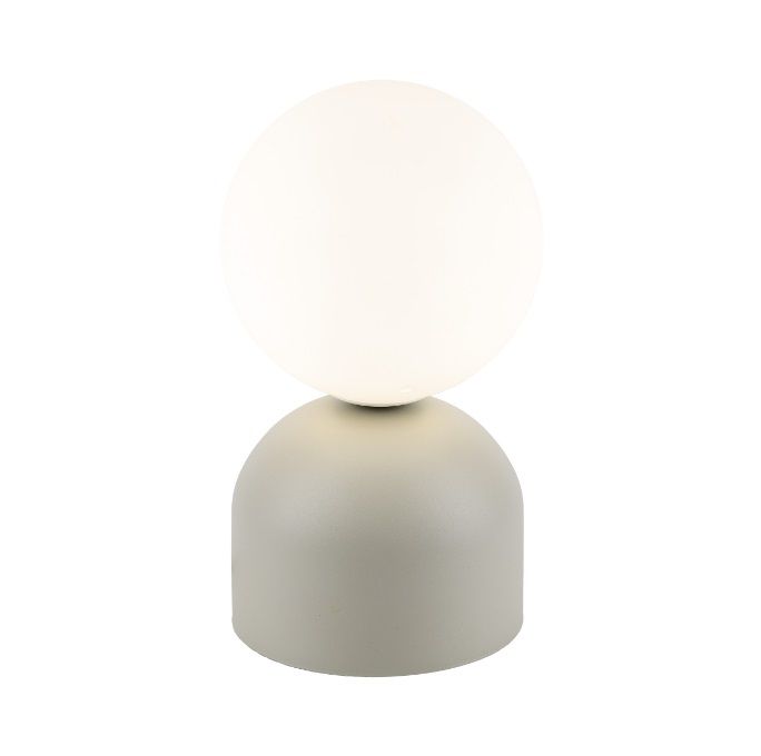 Kremowa lampka stołowa Miki - szklana biała kulka