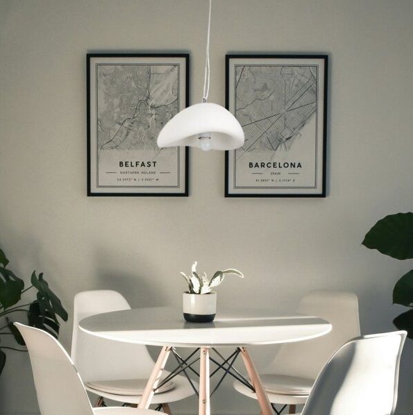 Lampa nad stół do salonu - Stone 40 - biała gipsowa