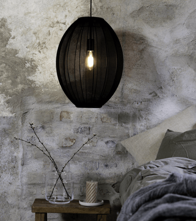 Lampa wisząca do sypialni Florence 40 - czarny klosz siatkowy