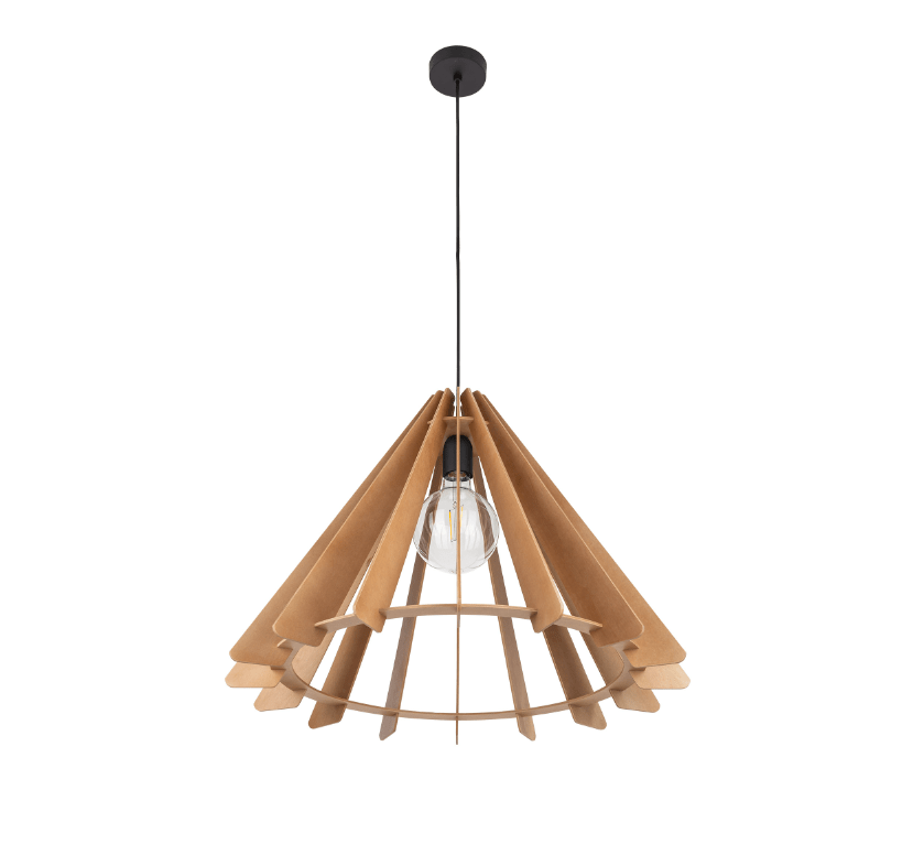 Lampa wisząca z drewnianej sklejki Eris Wood L Boho - drewniana