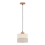 Lampa wisząca z materiałowym abażurem Eco TK - drewniane zdobienia