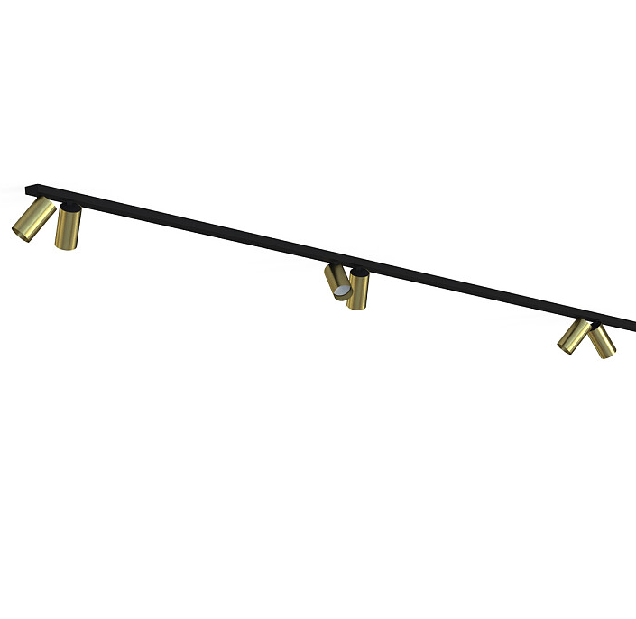 Lampy mosiężne na czarnej listwie Mono VIII 4m - spoty