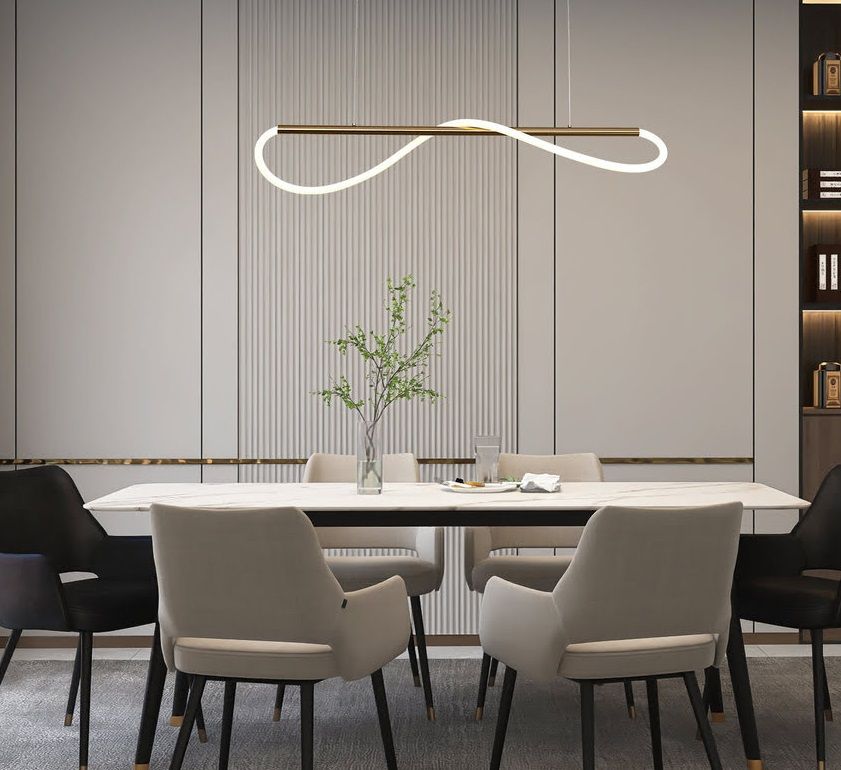 Designerska lampa wisząca Meleca S LED - złota liniowa