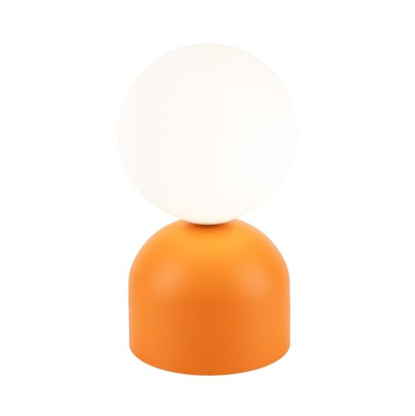 Mała lampa stołowa Miki - pomarańczowa z białą kulą